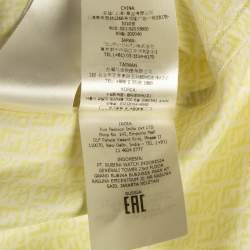 Pre Owned Fendi Yellow Zucca Print Silk Short Sleeve Shirt M