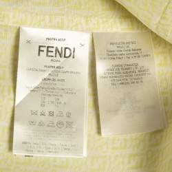Pre Owned Fendi Yellow Zucca Print Silk Short Sleeve Shirt M