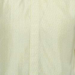 Pre Owned Fendi Yellow Zucca Print Silk Short Sleeve Shirt M
