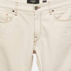 Pre Owned Fendi Cream Denim Skinny Jeans M Waist 31"