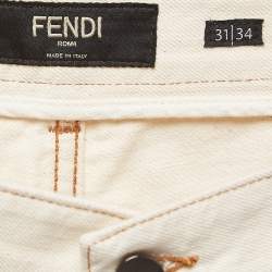 Pre Owned Fendi Cream Denim Skinny Jeans M Waist 31"