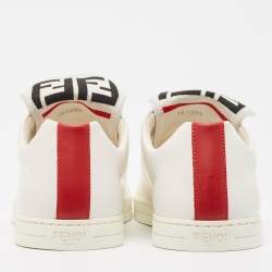 Fendi White Leather And Fabric Low Top Sneakers Size 40