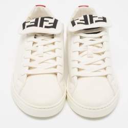 Fendi White Leather And Fabric Low Top Sneakers Size 40