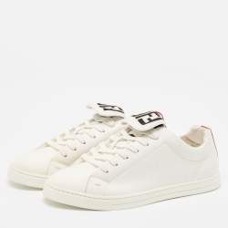 Fendi White Leather And Fabric Low Top Sneakers Size 40