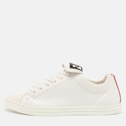 Fendi White Leather And Fabric Low Top Sneakers Size 40