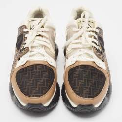 Fendi Multicolor Mesh and Leather Forever Fendi Low Top Sneakers Size 44