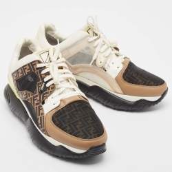 Fendi Multicolor Mesh and Leather Forever Fendi Low Top Sneakers Size 44