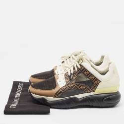 Fendi Multicolor Mesh and Leather Forever Fendi Low Top Sneakers Size 44