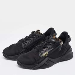 Fendi Black Mesh and Suede Flow Sneakers Size 44