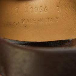 Pre Owned Fendi Brown/Beige Crisscross Leather Flat Slides Size 41