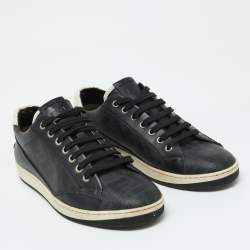 مملوكة مسبقًا Fendi Black/White Leather Lace Up Sneakers Size 40
