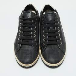 مملوكة مسبقًا Fendi Black/White Leather Lace Up Sneakers Size 40