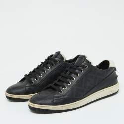 مملوكة مسبقًا Fendi Black/White Leather Lace Up Sneakers Size 40