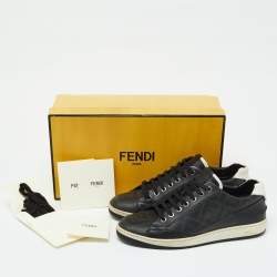 مملوكة مسبقًا Fendi Black/White Leather Lace Up Sneakers Size 40