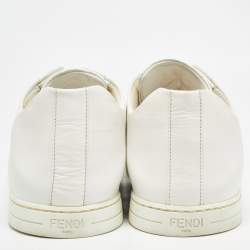 Fendi White/Brown Leather and Zucca Elastic Band Slip On Sneakers Size 44