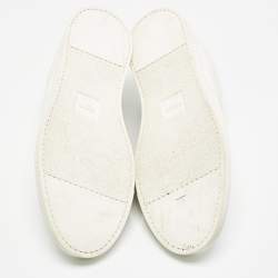 Fendi White/Brown Leather and Zucca Elastic Band Slip On Sneakers Size 44