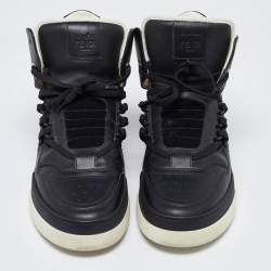 Pre Owned حذاء رياضي فندي طراز تانك مرتفع من أعلى جلد و سويدي أسود مقاس 42