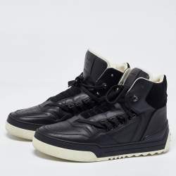 Pre Owned حذاء رياضي فندي طراز تانك مرتفع من أعلى جلد و سويدي أسود مقاس 42