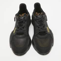 Fendi Black Suede and Mesh Flow Low Top Sneakers Size 42