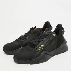 Fendi Black Suede and Mesh Flow Low Top Sneakers Size 42