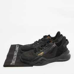 Fendi Black Suede and Mesh Flow Low Top Sneakers Size 42
