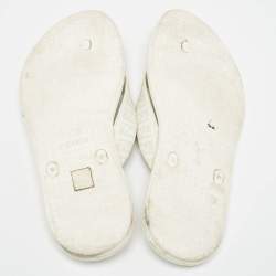 Fendi White Zucca Coated Canvas Thong Sandals Size  45