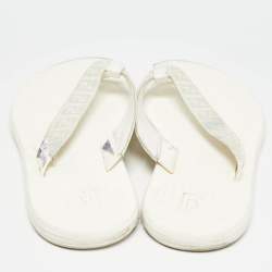 Fendi White Zucca Coated Canvas Thong Sandals Size  45