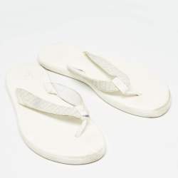 Fendi White Zucca Coated Canvas Thong Sandals Size  45