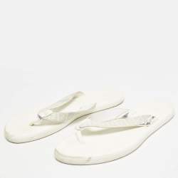 Fendi White Zucca Coated Canvas Thong Sandals Size  45