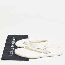 Fendi White Zucca Coated Canvas Thong Sandals Size  45