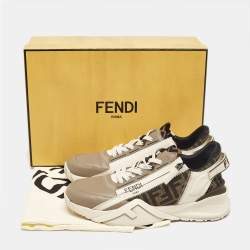 Pre Owned Fendi Multicolor Canvas and Leather Flow Lace Up Sneakers Size 40