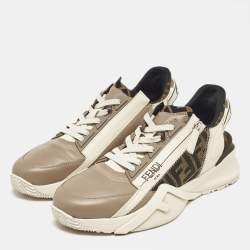 Pre Owned Fendi Multicolor Canvas and Leather Flow Lace Up Sneakers Size 40