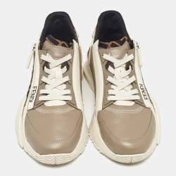 Pre Owned Fendi Multicolor Canvas and Leather Flow Lace Up Sneakers Size 40