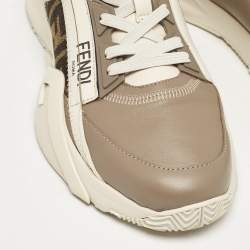 Pre Owned Fendi Multicolor Canvas and Leather Flow Lace Up Sneakers Size 40