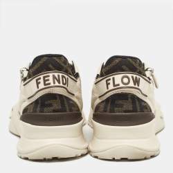Pre Owned Fendi Multicolor Canvas and Leather Flow Lace Up Sneakers Size 40