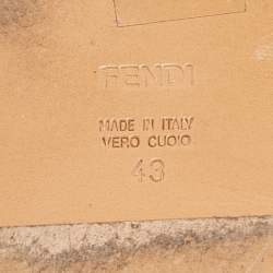 Fendi Beige FF Canvas Crisscross Flat Slides Size 43