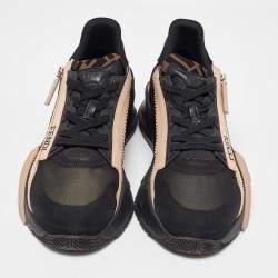 Fendi Black/Beige Suede and Mesh Flow Low Top Sneakers Size 40