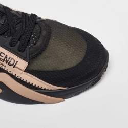 Fendi Black/Beige Suede and Mesh Flow Low Top Sneakers Size 40