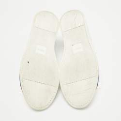 Pre Owned Fendi White Leather Fendi Logo Lace Up Sneakers Size 42