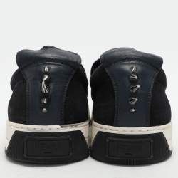 Fendi Navy Blue Suede Monster Eyes Slip On Sneakers Size 42