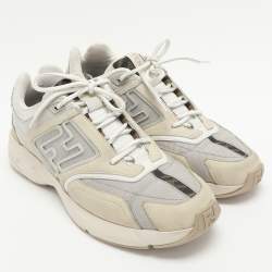 Fendi Multicolor Mesh and Leather FF Athletic Low Top Sneakers Size 42
