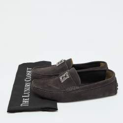 Fendi Dark Grey Suede Slip on Driving Loafers Size 40