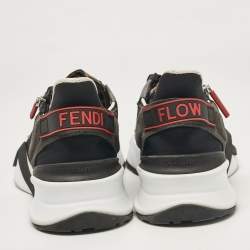 Fendi Black Leather and Suede Flow Lace Up Sneakers Size 42