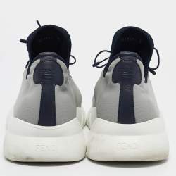 Fendi Grey Neoprene and Leather Lace Up Sneakers Size 43