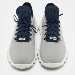 Fendi Grey Neoprene and Leather Lace Up Sneakers Size 43