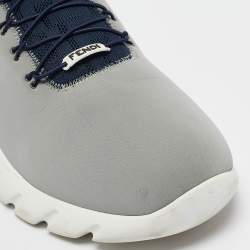 Fendi Grey Neoprene and Leather Lace Up Sneakers Size 43