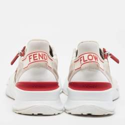 Fendi Multicolor Leather and Zucca Canvas Flow Sneakers Size 43