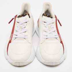Fendi Multicolor Leather and Zucca Canvas Flow Sneakers Size 43