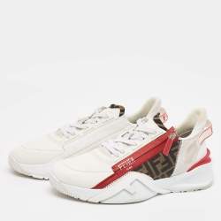 Fendi Multicolor Leather and Zucca Canvas Flow Sneakers Size 43