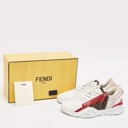 Fendi Multicolor Leather and Zucca Canvas Flow Sneakers Size 43